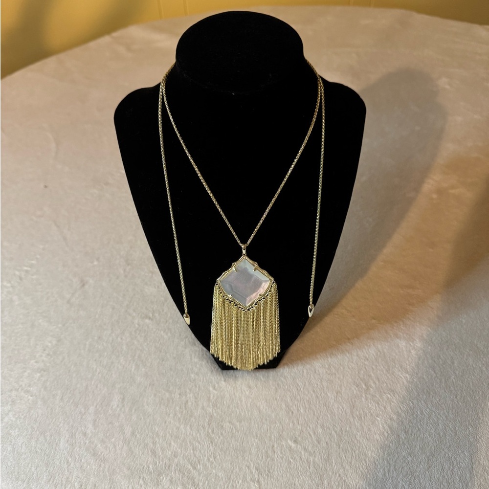 Kendra Scott Gold and White Geometric Necklace - Picture 4 of 7